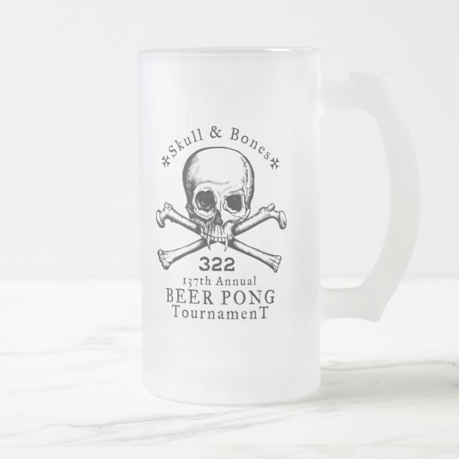 Caneca de Pong do crânio & da cerveja dos ossos (Direita)