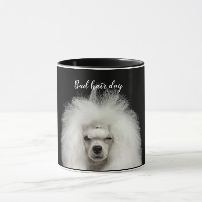 Caneca de Poodle Branco com Dia de Cabelo Ruim (Centro)