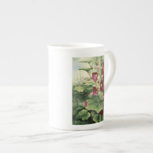 Caneca De Porcelana 0536 Hollyhocks de Borgonha