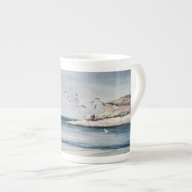 Caneca De Porcelana 1774 gaivotas no Sandy Beach (Frente Esquerda)