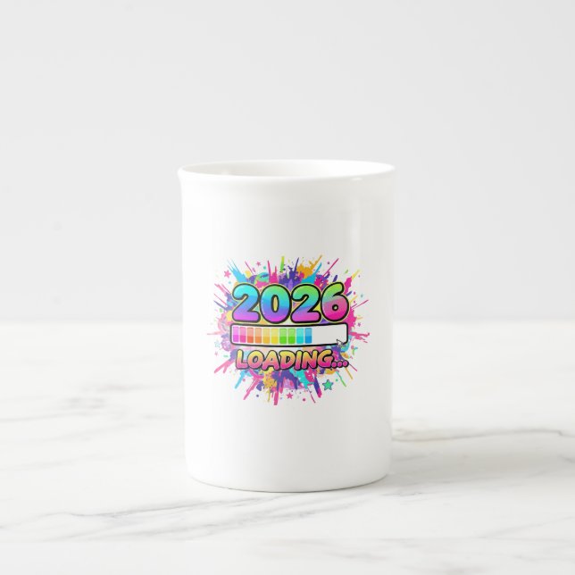 Caneca De Porcelana 2026 Loading... Progress Bar Sticker (Frente)