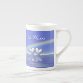 Caneca De Porcelana 25 Anniversário do Silver Hearts