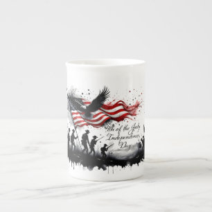 Caneca De Porcelana 4 de julho Arte Patriótica com Bandeira e Soldados