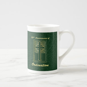 Caneca De Porcelana 50º Aniversário da Ordenação do Olho de Couro Verd