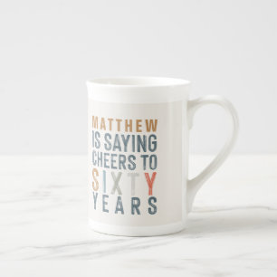 Caneca De Porcelana 60ª decoração de festa de aniversário ou osso de p