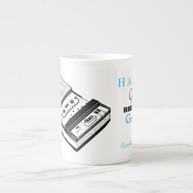 Caneca De Porcelana 90 de aniversário personalizado de de gravador de  (Frente)