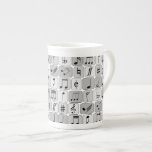 Caneca De Porcelana A música geométrica monocromática à moda nota 