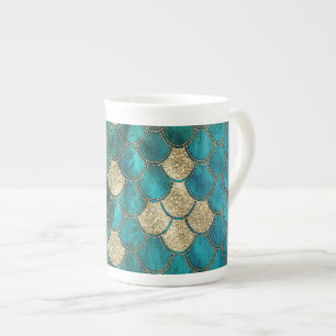 Caneca De Porcelana A Sereia Verde-Áquila do Luxo Escala com Dourada L