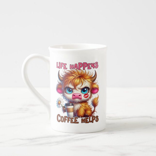 Caneca De Porcelana A Vida Acontece Café Ajuda  (Esquerda)