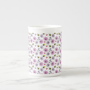 Caneca De Porcelana Aborinha Fofa Padrão Floral Estética Cottagecore R