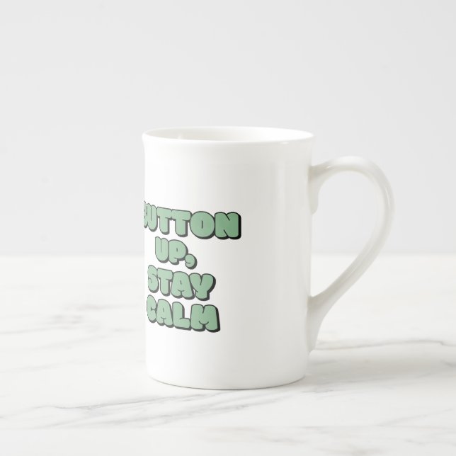 Caneca De Porcelana Abotoar, manter a calma (Direita)