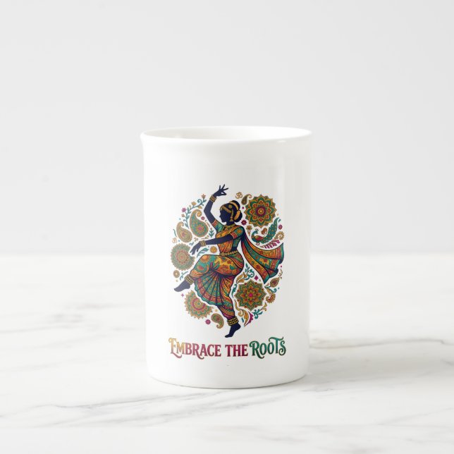Caneca De Porcelana Abraçar a Dança das Raízes (Frente)