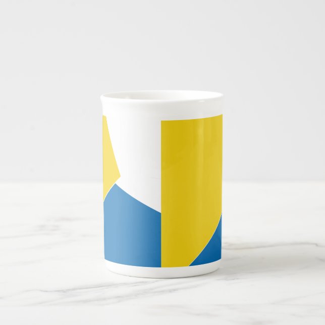 Caneca De Porcelana Abstrato azul e amarelo (Frente)