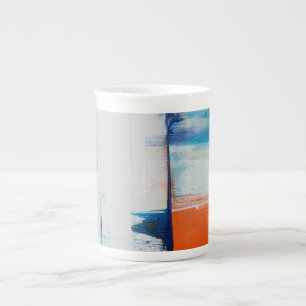 Caneca De Porcelana Abstrato Blue e Orange Modern Art