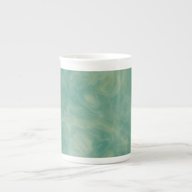 Caneca De Porcelana abstrato de mármore verde (Frente)