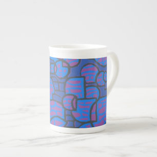Caneca De Porcelana Abstrato Magenta - Tumg China Azul