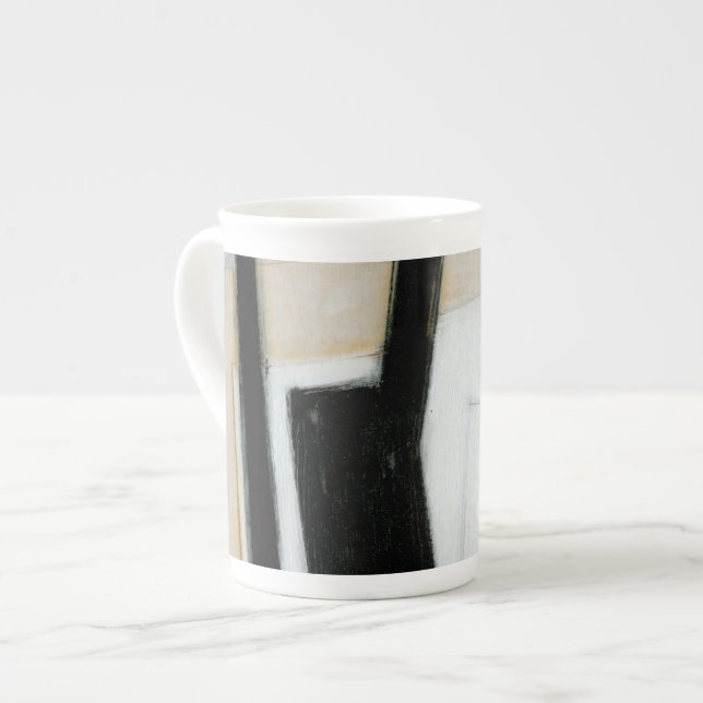 Caneca De Porcelana Abstrato preto e branco (Frente Esquerda)