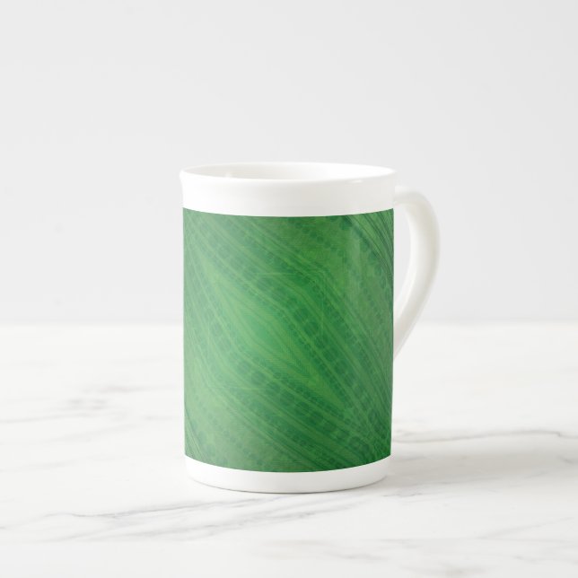Caneca De Porcelana Aceitação | Padrão de Boho Eclético Verde (Frente Esquerda)