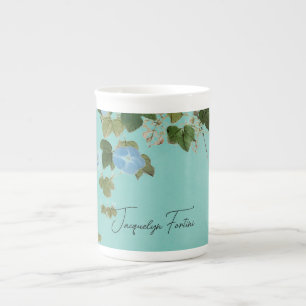 Caneca De Porcelana Adição de Caligrafia Minimalista Floral Elegante