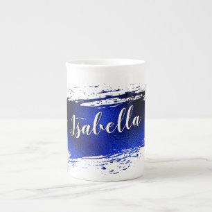 Caneca De Porcelana Adição de Traço de Pintura Metálico Azul Profu