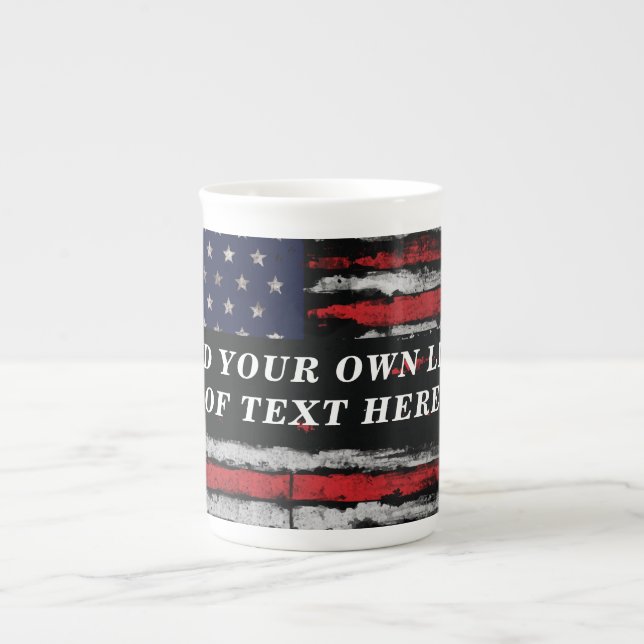 Caneca De Porcelana Adicione seu próprio texto ao sinalizador american (Frente)