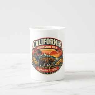 Caneca De Porcelana Admissão Vintage Califórnia Dia do Urso & Papoula