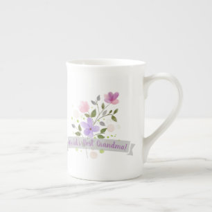 Caneca De Porcelana Aguarela da avó dos mundos buquê floral da melhor