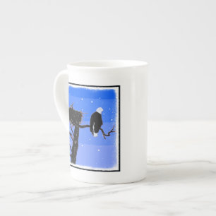 Caneca De Porcelana Águia Balda no inverno - Arte original sobre a vid
