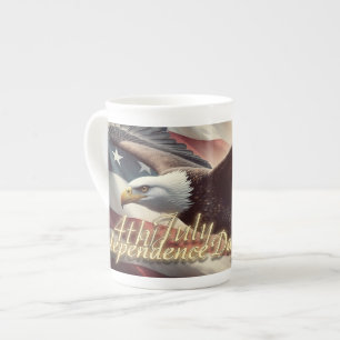 Caneca De Porcelana Águia de 4 de Julho com Bandeira Americana