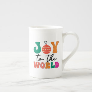 Caneca De Porcelana Alegria Para O Mundo Tipografia Colorida de Natal