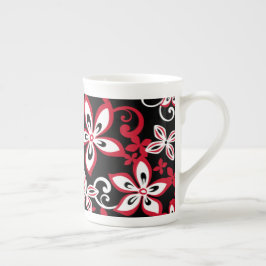 CANECA DE PORCELANA ALOHA HAWAII (PRETO/VERMELHO) OSSOS CHINA MUG