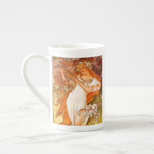 Caneca De Porcelana Alphonse Mucha Art Nouveau Primavera