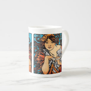 Caneca De Porcelana Alphonse Mucha - Cycles Perfecta Arte Novo Retrô