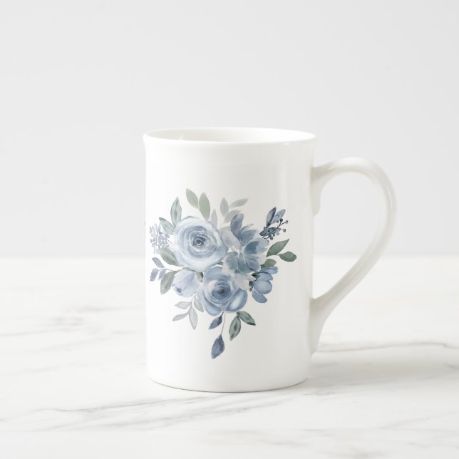 Caneca De Porcelana Amante de Flores Azuis (Direita)