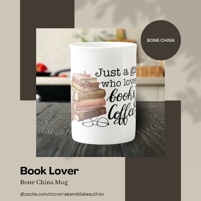 Caneca de Porcelana Amante de Livros (Criador carregado)