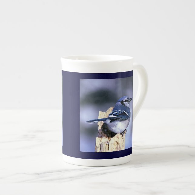 Caneca De Porcelana Amantes de Pássaros Azuis (Frente Esquerda)