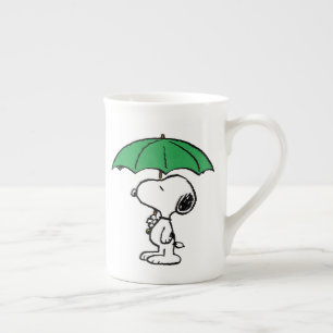 Caneca De Porcelana Amendoins   Snoopy Green Umbrella