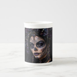 Caneca De Porcelana Amethyst Orchid Calavera – Gothic Sugar Skull