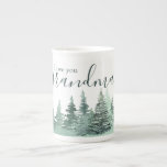 Caneca De Porcelana Amo-Te Vovó Watercolor Floresta Verde De inverno<br><div class="desc">Uma caneca de porcelana para sua avó. Belo design de floresta de inverno com tipografia escrita à mão. Você pode editar "eu te amo" para "nós te amamos" se o presente for de mais de um neto.</div>