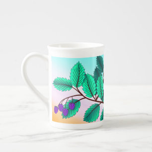 Caneca De Porcelana Amoras numa ramagem