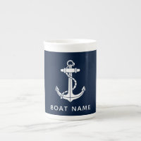 Âncora de Navio Azul Náutico Nome do Barco Persona