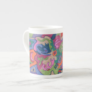 Caneca De Porcelana Ande pelo Groovy Rainbow, abstrato