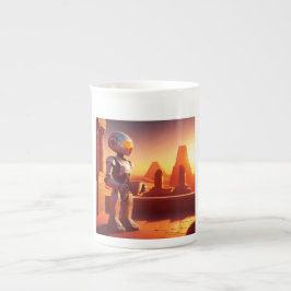 Caneca De Porcelana Android Drinking Coffee Looking At Pyramids