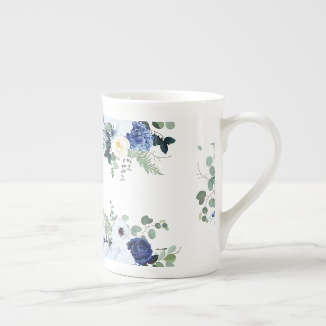 Caneca De Porcelana Anemone Hydrangea Rosa White background (Direita)