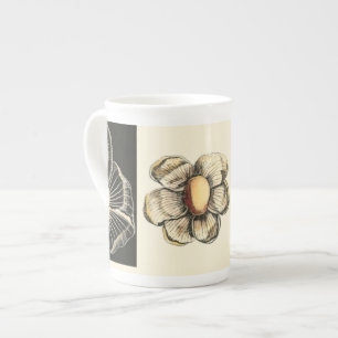 Caneca De Porcelana Animais Agrupados Pintados em Fundo de Nata