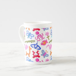 Caneca De Porcelana Animais de Balão Fofos Padrão Colorido Infantil