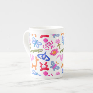 Caneca De Porcelana Animais de Balão Fofos Padrão Colorido Infantil