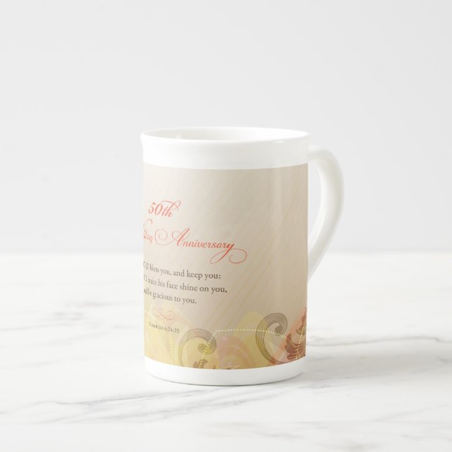 Caneca De Porcelana Aniversário de 50 anos de Casamento, Senhor Abenço (Frente Esquerda)