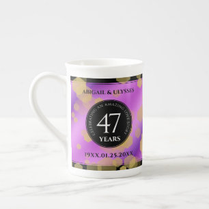 Caneca De Porcelana Aniversário de Casamento de Ametist em 47° anivers