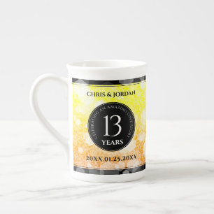 Caneca De Porcelana Aniversário de Casamento de Citrina de 13 Elegante